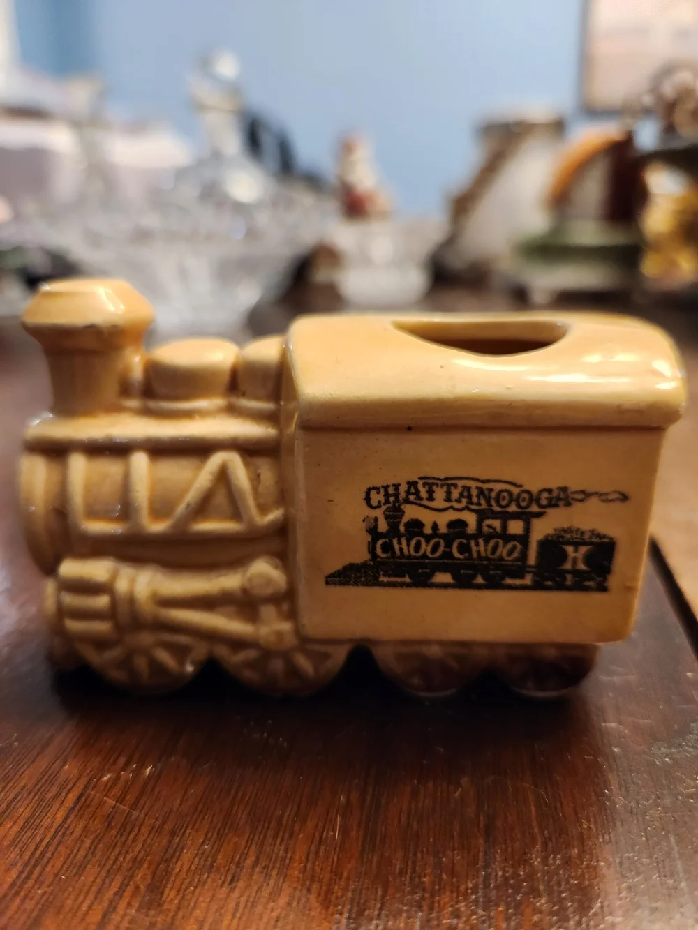 Vintage Yellow Ceramic Chattanooga Choo Choo Toothpick Holder